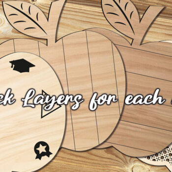 Intra απο ξύλο plywood 3mm-4mm πάχος 2 Δώρο για δάσκαλο Apple Στρογγυλή σανίδα κοπής Δίασταση 15x15 cm INTRAFABR-103441261 - Image 2