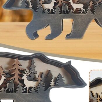 Intra απο ξύλο plywood 3mm-4mm πάχος Χριστουγεννιάτικο στολίδι για το σπίτι 2 ξύλινα ζώα Δίασταση 8x8 cm INTRAFABR-50977344 - Image 1