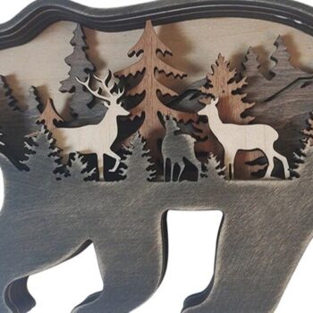 Intra απο ξύλο plywood 3mm-4mm πάχος Χριστουγεννιάτικο στολίδι για το σπίτι 2 ξύλινα ζώα Δίασταση 8x8 cm INTRAFABR-50977344 - Image 2