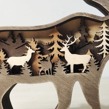 Intra απο ξύλο plywood 3mm-4mm πάχος Χριστουγεννιάτικο στολίδι για το σπίτι 2 ξύλινα ζώα Δίασταση 8x8 cm INTRAFABR-50977344 - Image 3