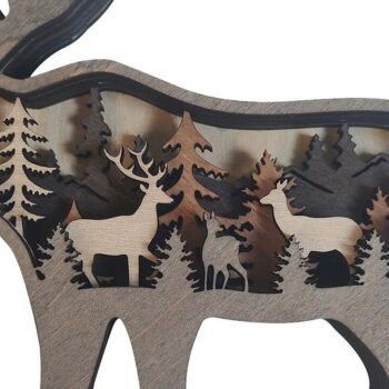 Intra απο ξύλο plywood 3mm-4mm πάχος Χριστουγεννιάτικο στολίδι για το σπίτι 2 ξύλινα ζώα Δίασταση 8x8 cm INTRAFABR-50977344 - Image 5