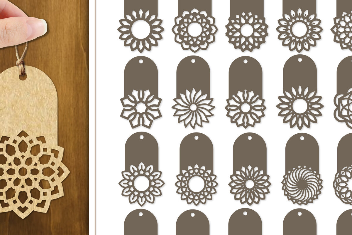 Intra απο ξύλο plywood 3mm-4mm πάχος 20 Ετικέτες δώρου σχεδιασμού λουλουδιών Δίασταση 30x20 cm INTRAFABR-123884029 - Image 1