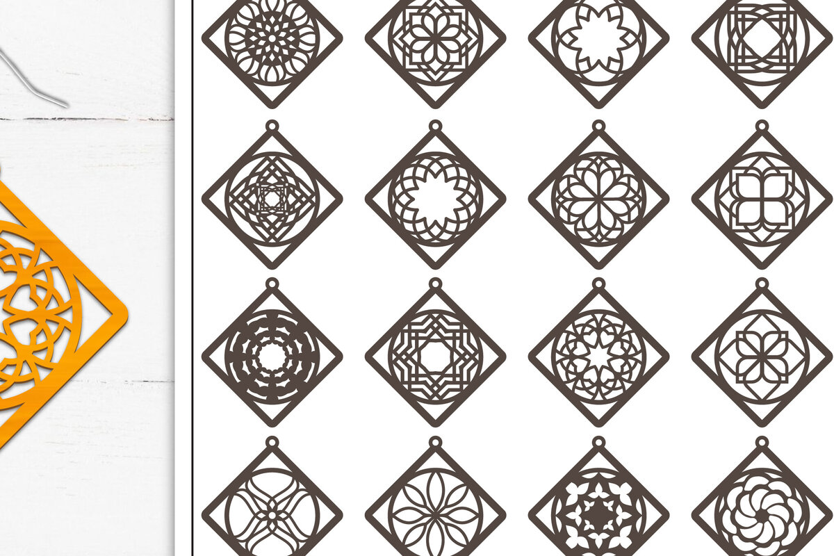 Intra απο ξύλο plywood 3mm-4mm πάχος 20 Σκουλαρίκια Mandala Σχεδιασμός Δίασταση 3x3 cm INTRAFABR-103322416 - Image 1