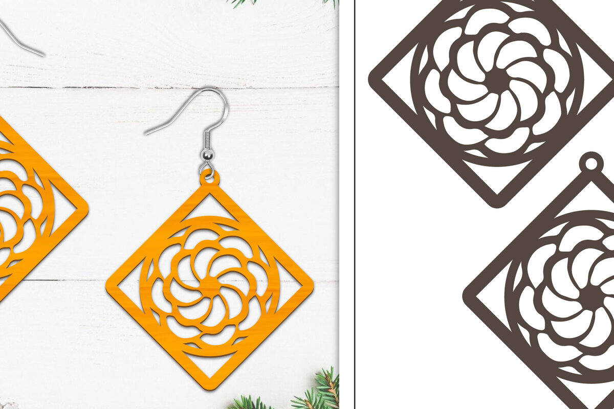 Intra απο ξύλο plywood 3mm-4mm πάχος 20 Σκουλαρίκια Mandala Σχεδιασμός Δίασταση 3x3 cm INTRAFABR-103322416 - Image 5