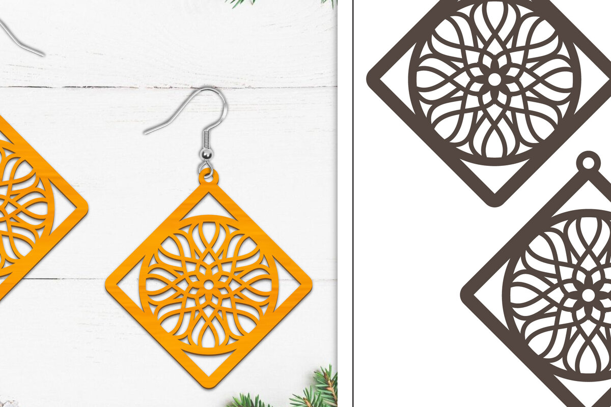 Intra απο ξύλο plywood 3mm-4mm πάχος 20 Σκουλαρίκια Mandala Σχεδιασμός Δίασταση 3x3 cm INTRAFABR-103322416 - Image 6
