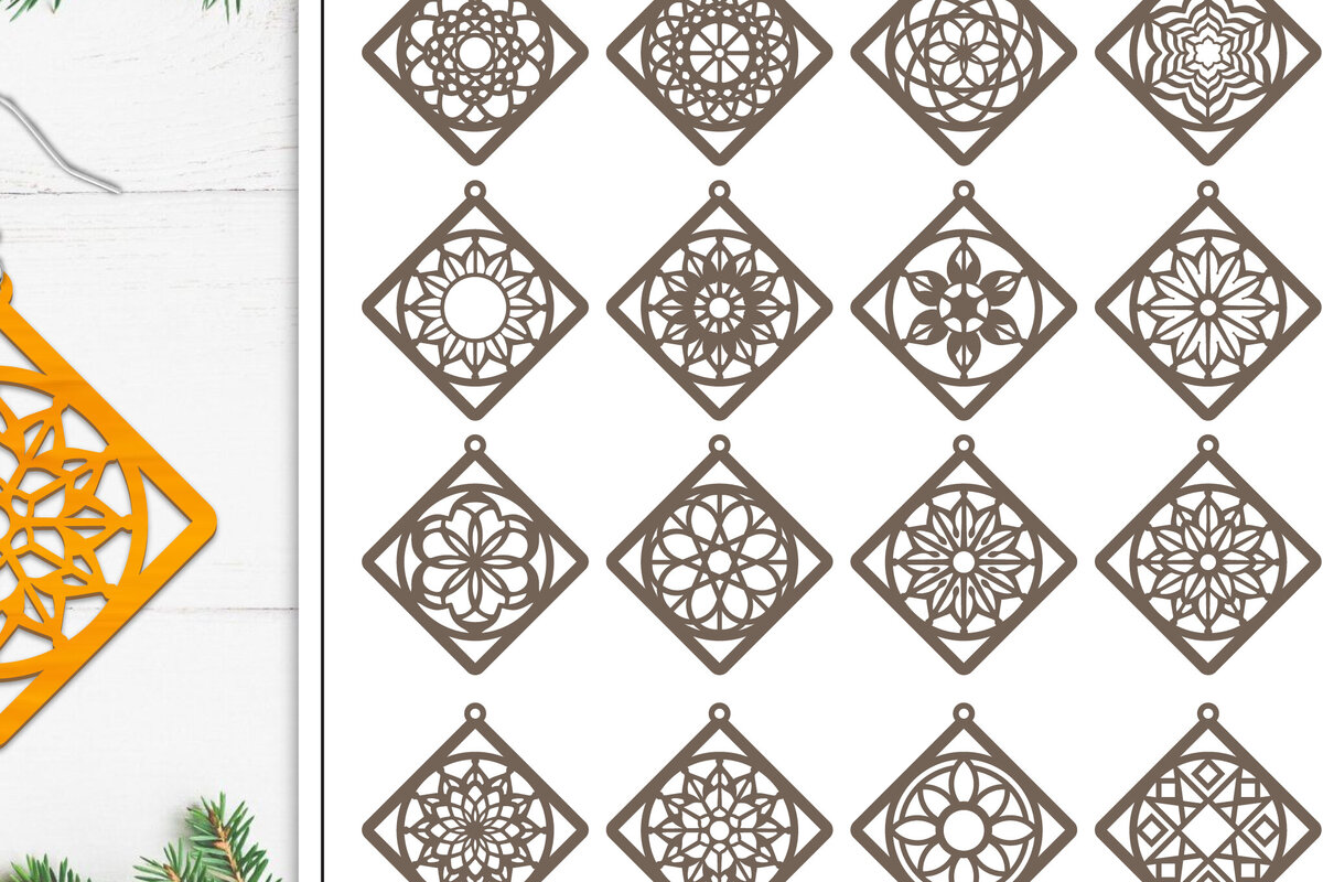 Intra απο ξύλο plywood 3mm-4mm πάχος 20 Σκουλαρίκια Mandala Σχεδιασμός Δίασταση 3x3 cm INTRAFABR-103398307