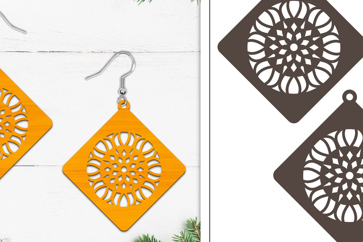 Intra απο ξύλο plywood 3mm-4mm πάχος 20 Σκουλαρίκια Mandala Σχεδιασμός Δίασταση 3x3 cm INTRAFABR-103836222 - Image 2