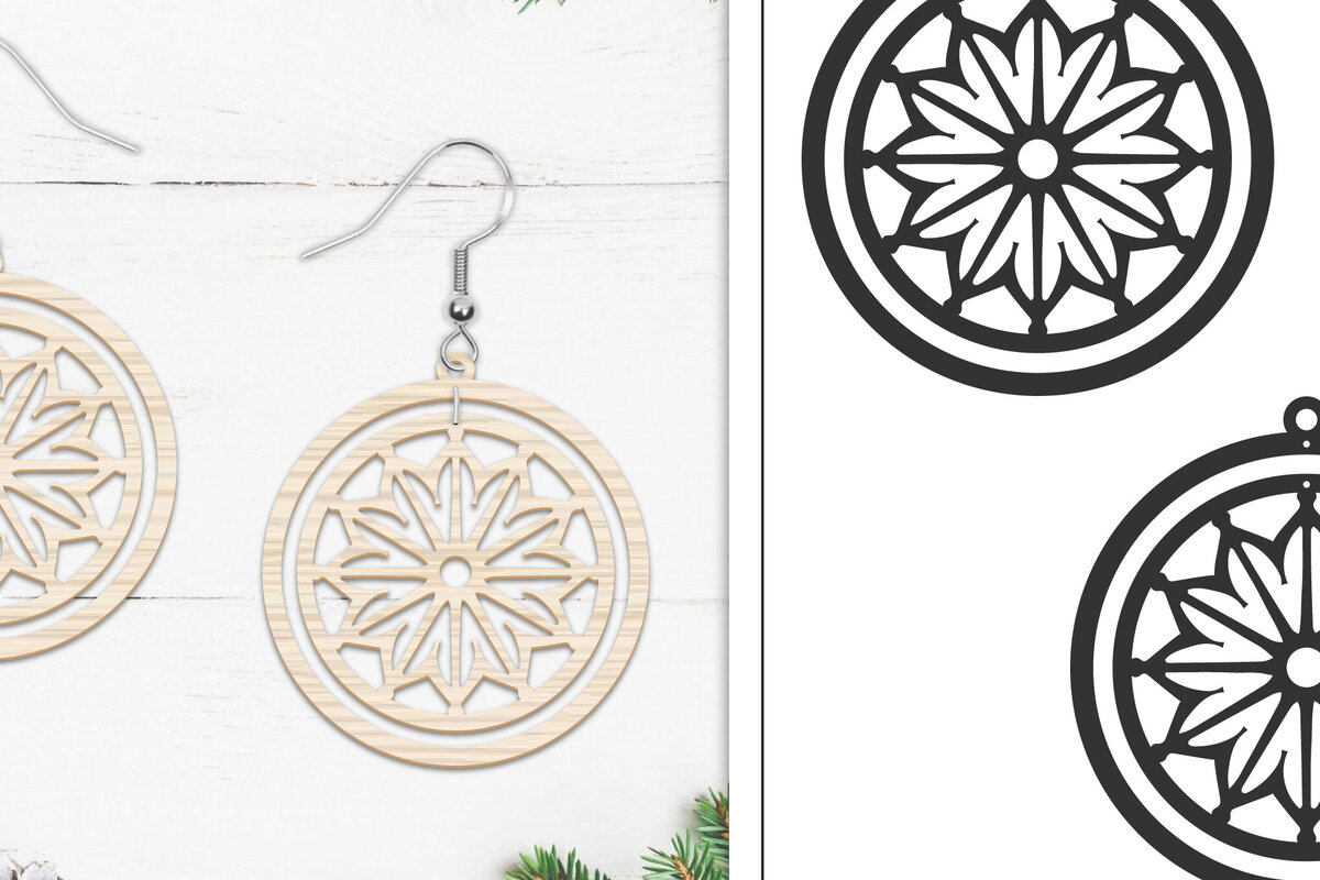 Intra απο ξύλο plywood 3mm-4mm πάχος 20 Σκουλαρίκια Mandala Σχέδιο  Δίασταση 3x3 cm INTRAFABR-103765810 - Image 3