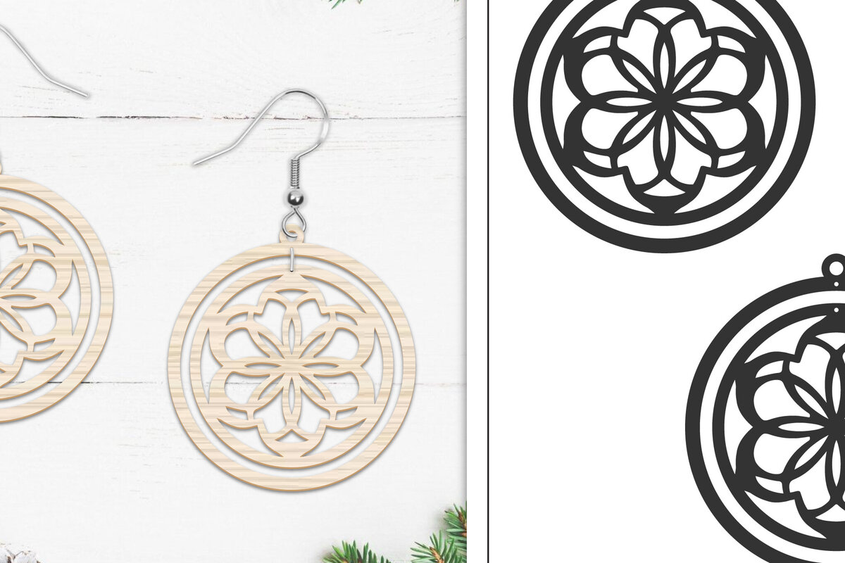 Intra απο ξύλο plywood 3mm-4mm πάχος 20 Σκουλαρίκια Mandala Σχέδιο  Δίασταση 3x3 cm INTRAFABR-103765810 - Image 5