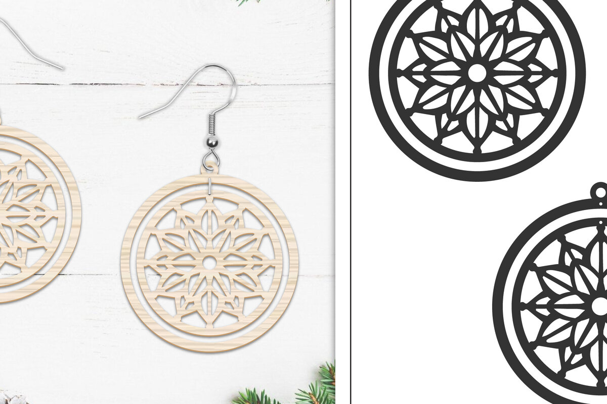 Intra απο ξύλο plywood 3mm-4mm πάχος 20 Σκουλαρίκια Mandala Σχέδιο  Δίασταση 3x3 cm INTRAFABR-103765810 - Image 8