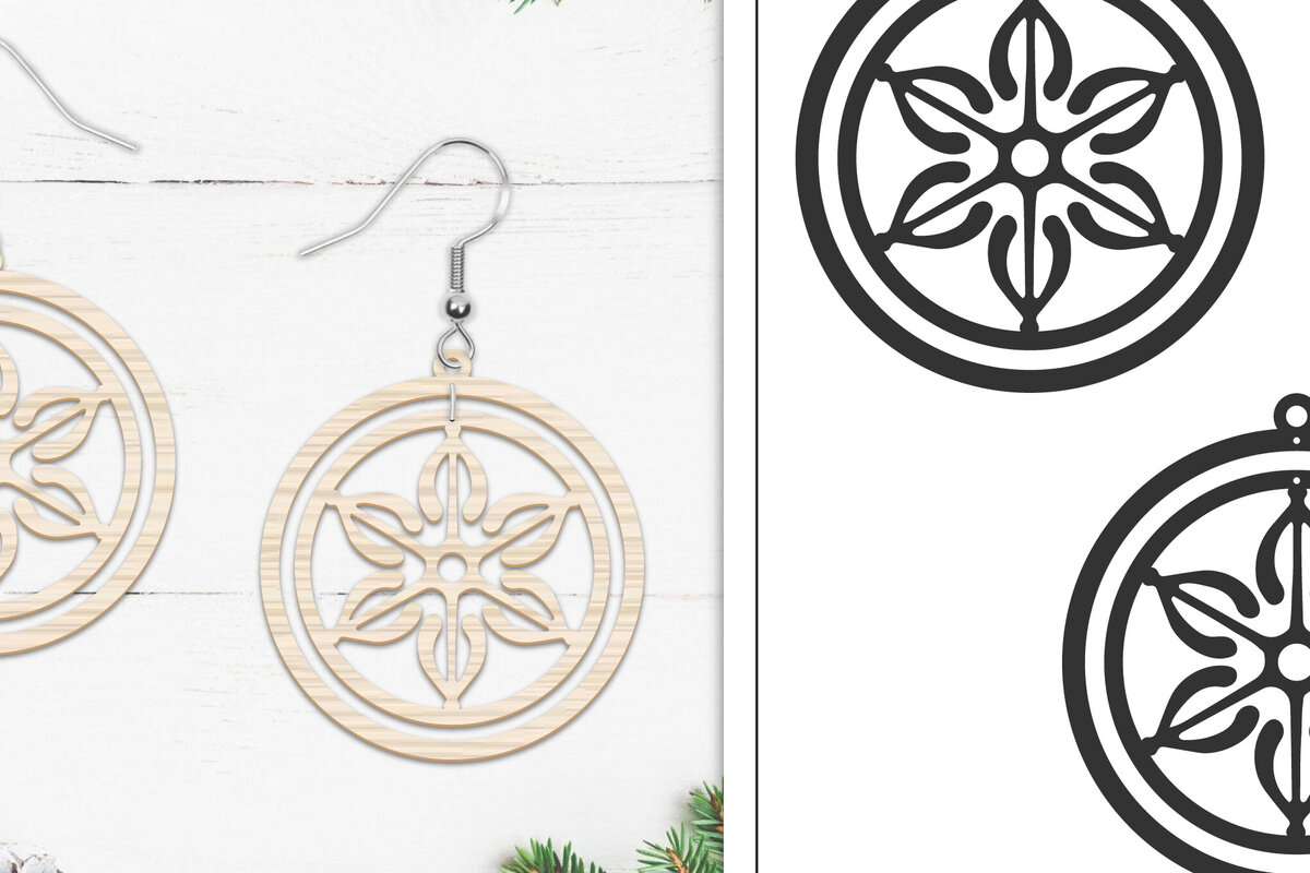 Intra απο ξύλο plywood 3mm-4mm πάχος 20 Σκουλαρίκια Mandala Σχέδιο  Δίασταση 3x3 cm INTRAFABR-103765810 - Image 9