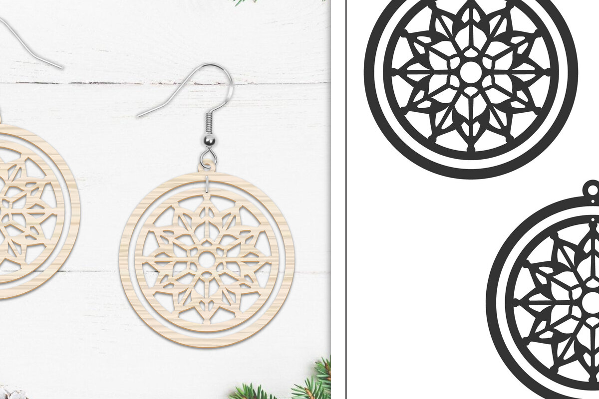 Intra απο ξύλο plywood 3mm-4mm πάχος 20 Σκουλαρίκια Mandala Σχέδιο  Δίασταση 3x3 cm INTRAFABR-103765810 - Image 11