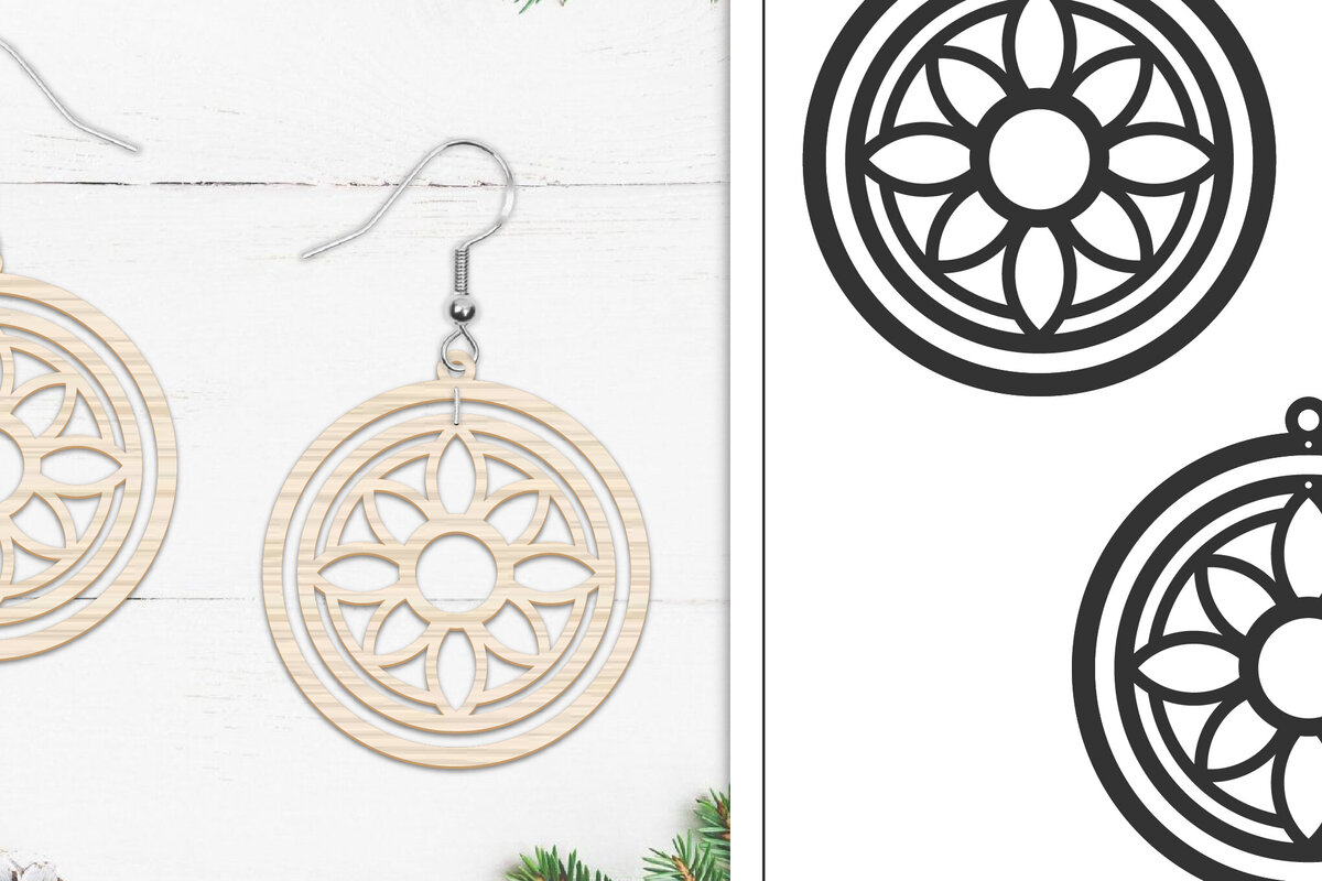 Intra απο ξύλο plywood 3mm-4mm πάχος 20 Σκουλαρίκια Mandala Σχέδιο  Δίασταση 3x3 cm INTRAFABR-103765810 - Image 12