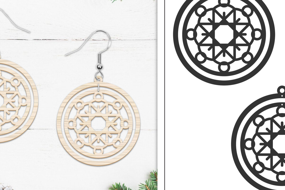 Intra απο ξύλο plywood 3mm-4mm πάχος 20 Σκουλαρίκια Mandala Σχέδιο  Δίασταση 3x3 cm INTRAFABR-103765810 - Image 14