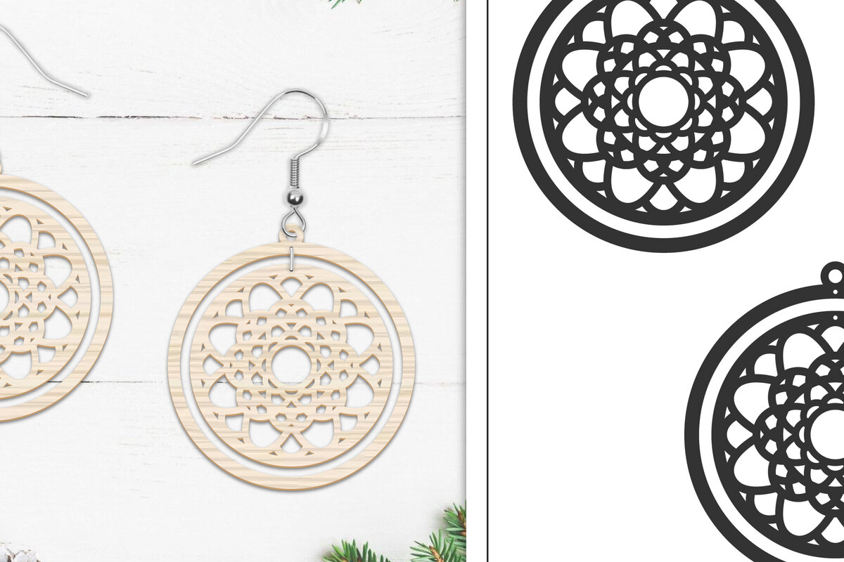 Intra απο ξύλο plywood 3mm-4mm πάχος 20 Σκουλαρίκια Mandala Σχέδιο  Δίασταση 3x3 cm INTRAFABR-103765810 - Image 15