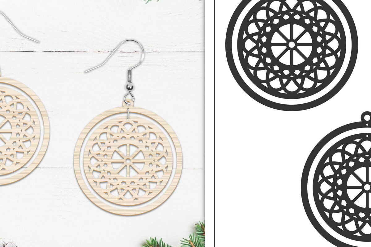 Intra απο ξύλο plywood 3mm-4mm πάχος 20 Σκουλαρίκια Mandala Σχέδιο  Δίασταση 3x3 cm INTRAFABR-103765810 - Image 16
