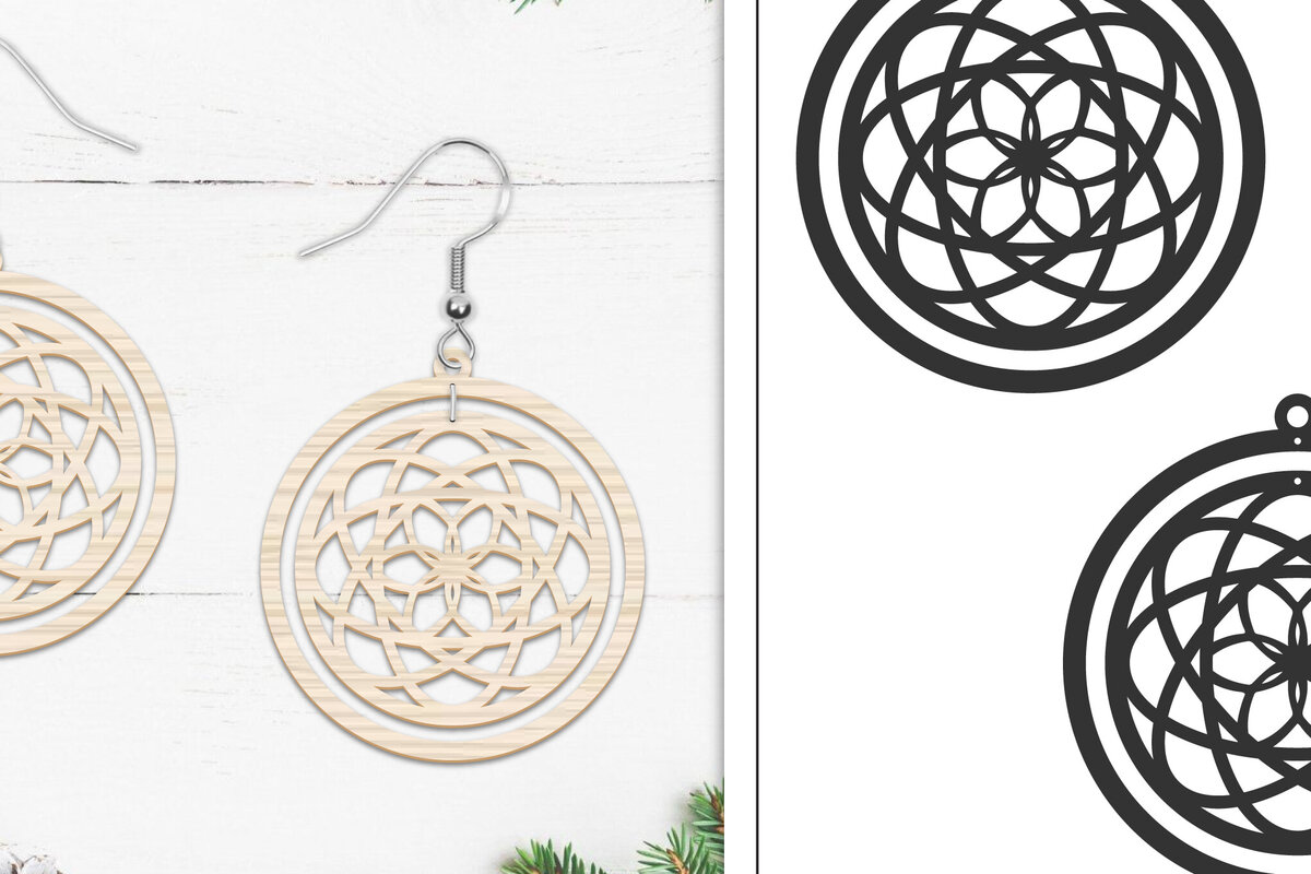 Intra απο ξύλο plywood 3mm-4mm πάχος 20 Σκουλαρίκια Mandala Σχέδιο  Δίασταση 3x3 cm INTRAFABR-103765810 - Image 17