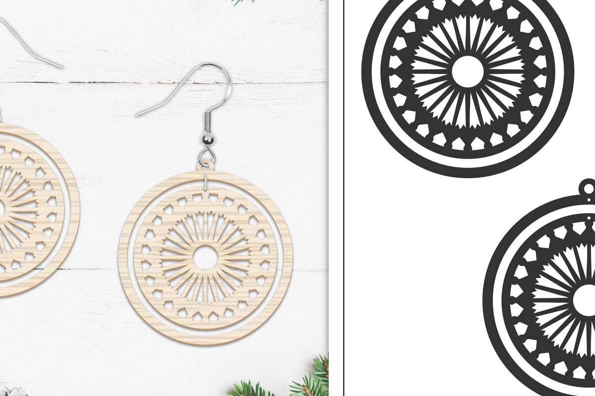Intra απο ξύλο plywood 3mm-4mm πάχος 20 Σκουλαρίκια Mandala Σχέδιο  Δίασταση 3x3 cm INTRAFABR-103765810 - Image 18