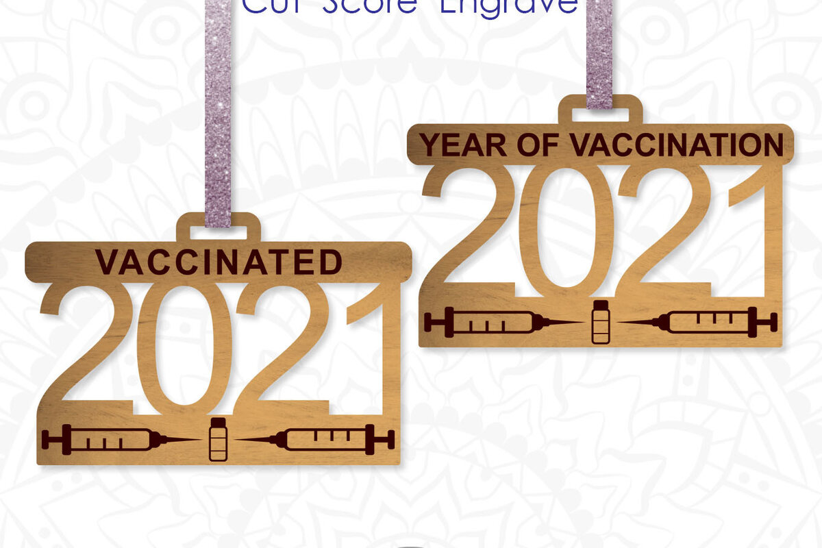 Intra απο ξύλο plywood 3mm-4mm πάχος 2021 Vaccine Ornament Δίασταση 8x8 cm INTRAFABR-12132556