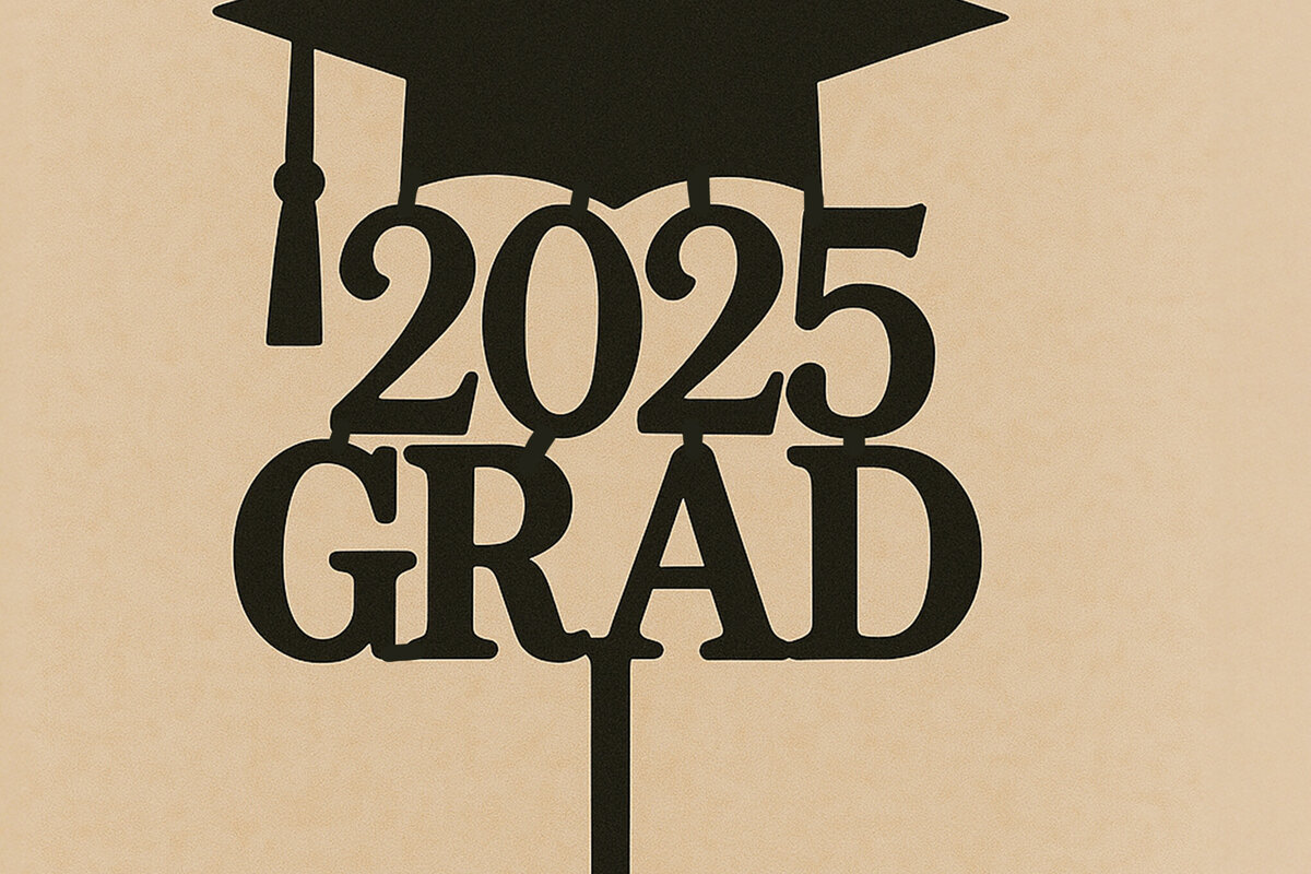 Intra απο ξύλο plywood 3mm-4mm πάχος 2025 Graduation Cake Topper Δίασταση 4x4 cm INTRAFABR-122146340 - Image 5