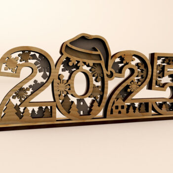 Intra απο ξύλο plywood 3mm-4mm πάχος Διακοσμητικό περίπτερο 2025 Πρωτοχρονιάς Δίασταση 15x15 cm INTRAFABR-108252384 - Image 1