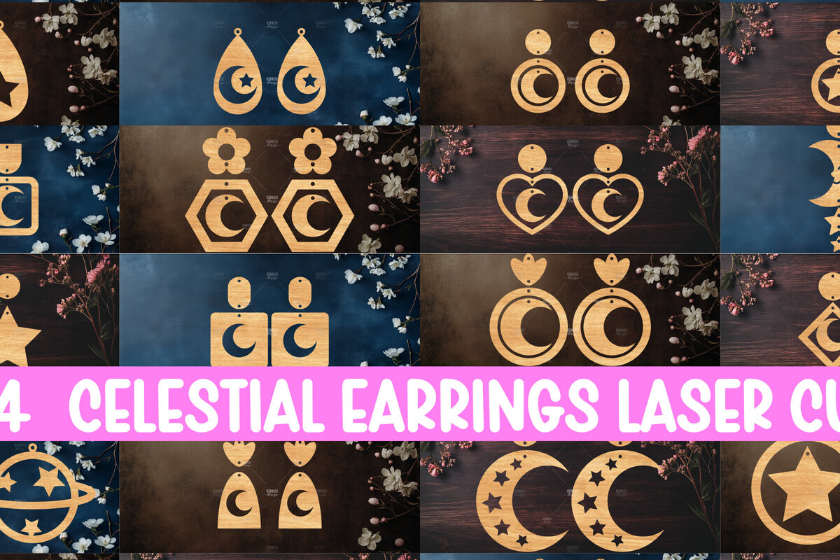 Intra απο ξύλο plywood 3mm-4mm πάχος 24 Ουράνια Σκουλαρίκια Δίασταση 3x3 cm INTRAFABR-121280683