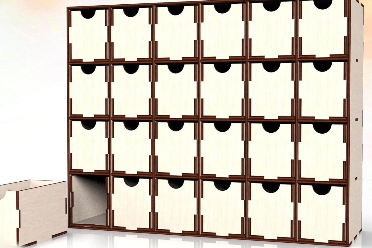 Intra απο ξύλο plywood 3mm-4mm πάχος 24 Drawer Organizer για επιτραπέζιους υπολογιστές Δίασταση 30x20 cm INTRAFABR-111162992