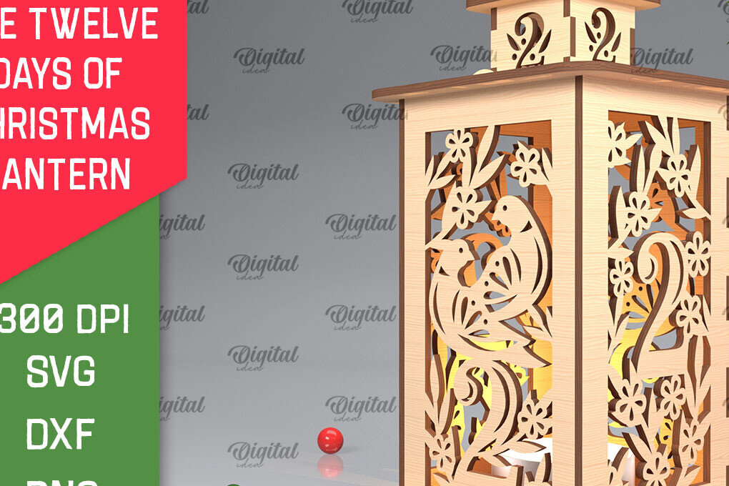 Intra απο ξύλο plywood 3mm-4mm πάχος 2st Day of Christmas Lantern Cut Δίασταση 15x15 cm INTRAFABR-103364182 - Image 1