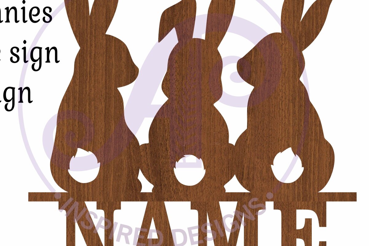 Intra απο ξύλο plywood 3mm-4mm πάχος 3 Bunnies Name κοπής με λέιζερ Δίασταση 6x6 cm INTRAFABR-112530450 - Image 4