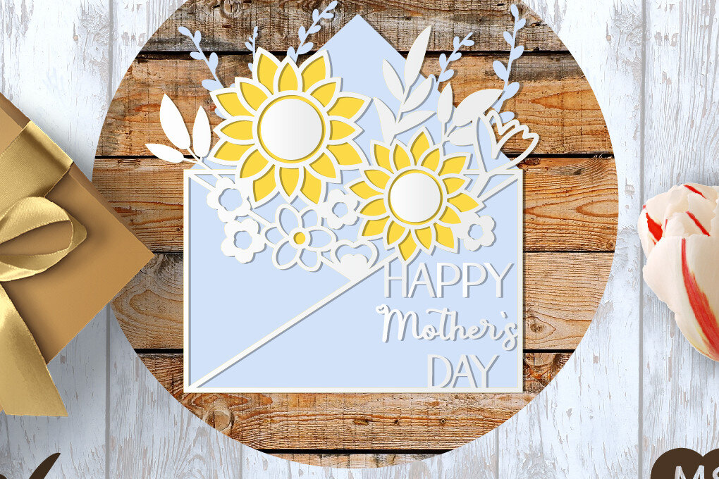 Intra απο ξύλο plywood 3mm-4mm πάχος Τρισδιάστατος φάκελος λουλουδιών για τη γιορτή της μητέρας Δίασταση 15x15 cm INTRAFABR-30101906