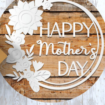 Intra απο ξύλο plywood 3mm-4mm πάχος 3D Happy Mother`s Day Sing with Flowers Δίασταση 15x15 cm INTRAFABR-30044703 - Image 1