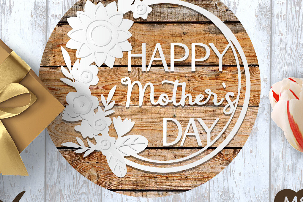 Intra απο ξύλο plywood 3mm-4mm πάχος 3D Happy Mother`s Day Sing with Flowers Δίασταση 15x15 cm INTRAFABR-30044703