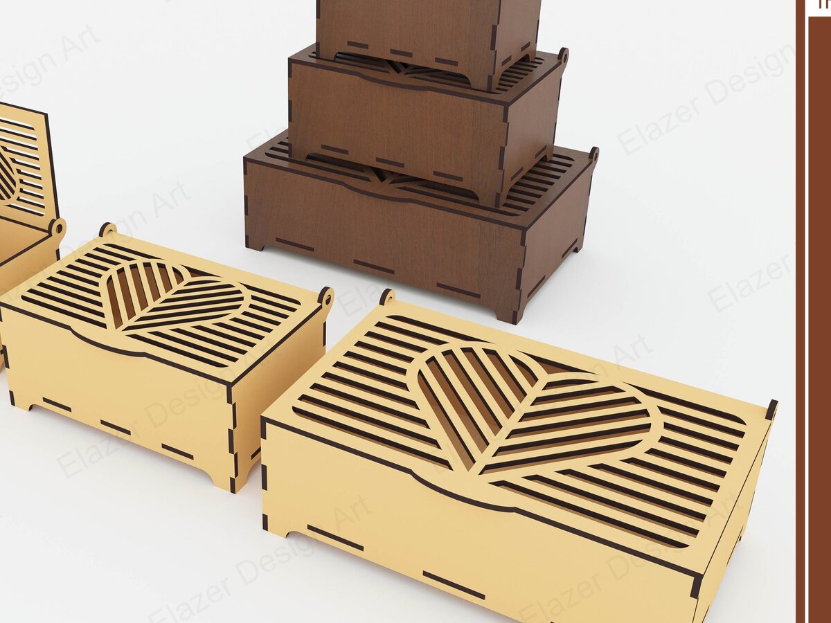 Intra απο ξύλο plywood 3mm-4mm πάχος Διακοσμητικό κουτί αποθήκευσης 3 διαφορετικών μεγεθών Δίασταση 15x15 cm INTRAFABR-72392539