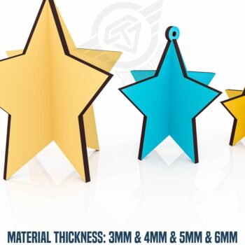 Intra απο ξύλο plywood 3mm-4mm πάχος Κόψιμο με λέιζερ 3 διαφορετικών μεγεθών στολίδι αστεριών Δίασταση 9x1 cm INTRAFABR-119476547 - Image 1