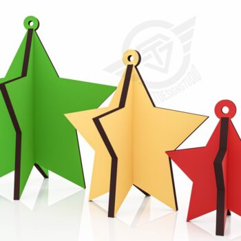 Intra απο ξύλο plywood 3mm-4mm πάχος Κόψιμο με λέιζερ 3 διαφορετικών μεγεθών στολίδι αστεριών Δίασταση 9x1 cm INTRAFABR-119476547 - Image 3