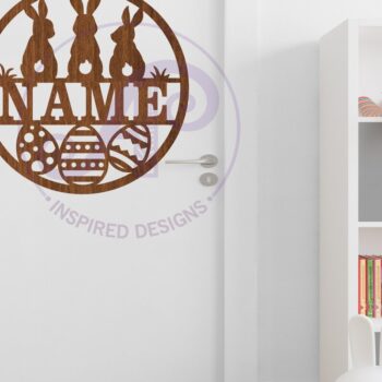 Intra απο ξύλο plywood 3mm-4mm πάχος 3 Πασχαλινά λαγουδάκια Ονομασία Επιγραφή τοίχου, Δίασταση 10x10 cm INTRAFABR-113482571 - Image 3
