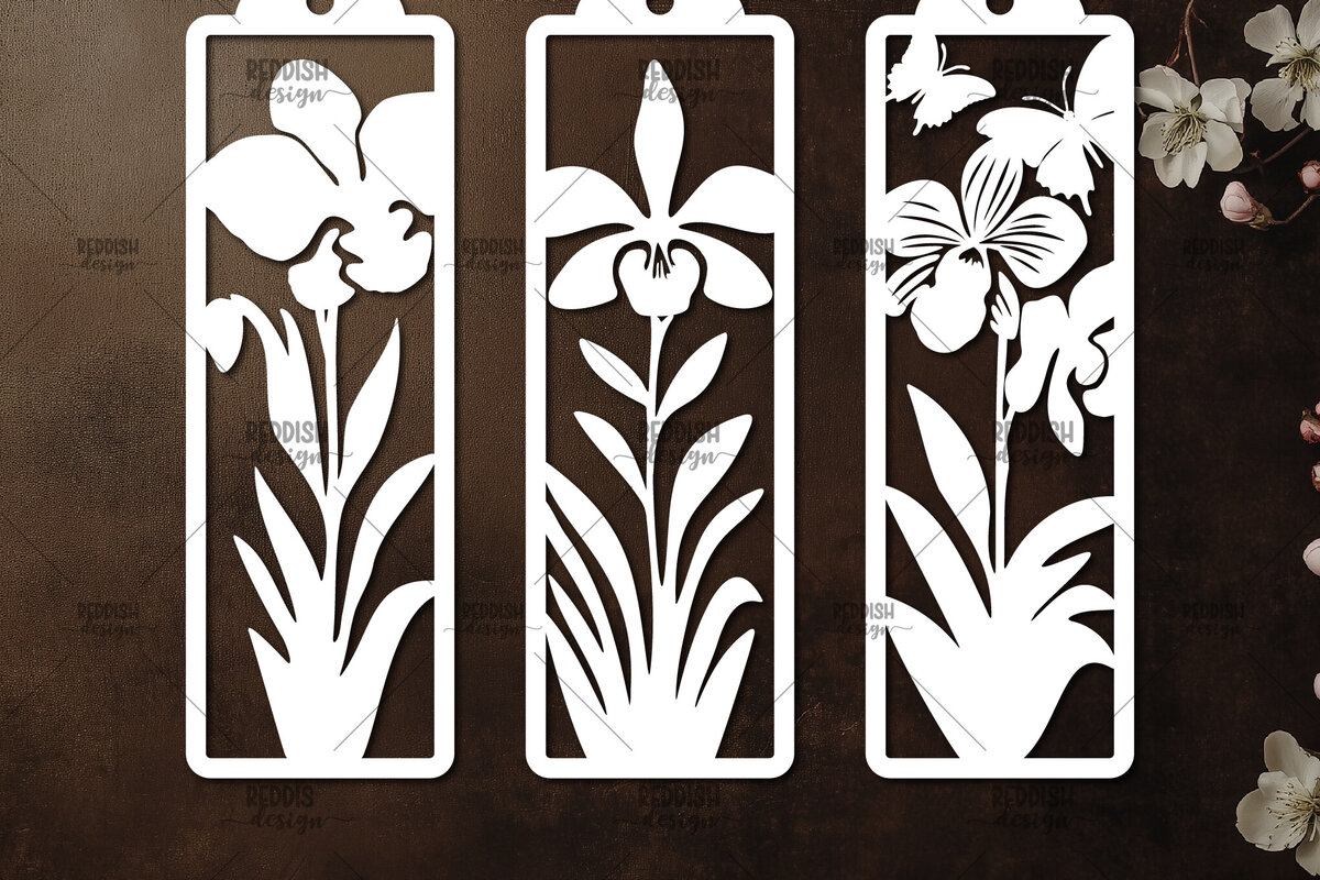 Intra απο ξύλο plywood 3mm-4mm πάχος 3 Floral σελιδοδείκτες Paper Cut Δίασταση 10x20 cm INTRAFABR-115815844 - Image 1