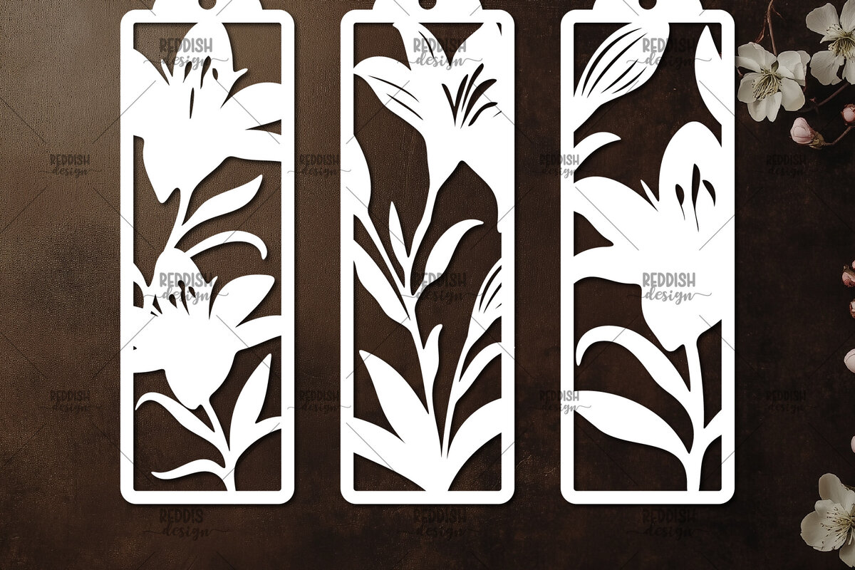 Intra απο ξύλο plywood 3mm-4mm πάχος 3 Floral σελιδοδείκτες Paper Cut Δίασταση 10x20 cm INTRAFABR-115815872 - Image 1