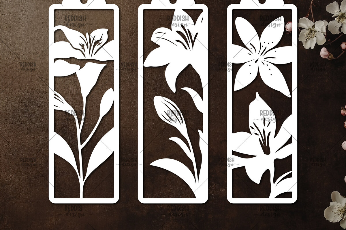 Intra απο ξύλο plywood 3mm-4mm πάχος 3 Floral σελιδοδείκτες Paper Cut Δίασταση 10x20 cm INTRAFABR-115815903