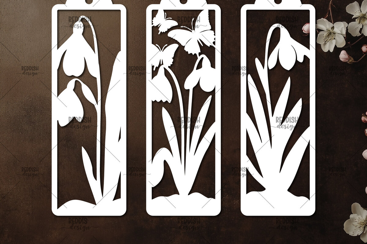 Intra απο ξύλο plywood 3mm-4mm πάχος 3 Floral σελιδοδείκτες Paper Cut Δίασταση 10x20 cm INTRAFABR-115815981 - Image 1
