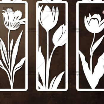 Intra απο ξύλο plywood 3mm-4mm πάχος 3 Floral σελιδοδείκτες Paper Cut Δίασταση 10x20 cm INTRAFABR-115816003 - Image 1