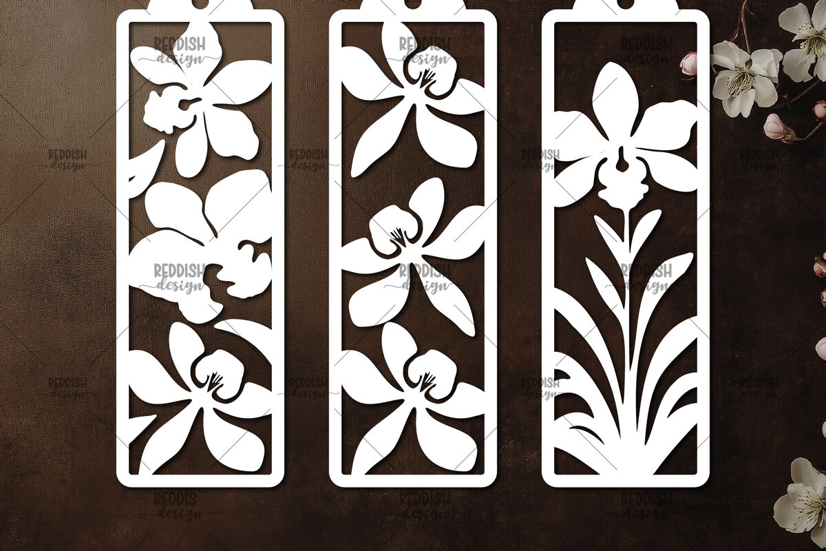 Intra απο ξύλο plywood 3mm-4mm πάχος 3 Floral σελιδοδείκτες Paper Cut Δίασταση 10x20 cm INTRAFABR-115815816 - Image 1