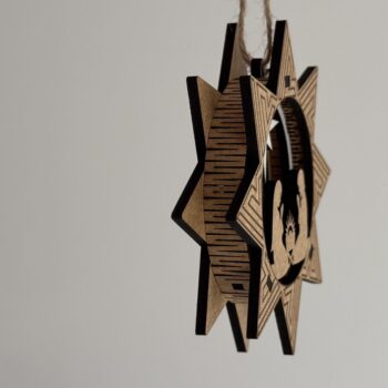 Intra απο ξύλο plywood 3mm-4mm πάχος Χριστουγεννιάτικα στολίδια με αστέρια 3 στρώσεων Δίασταση 3x3 cm INTRAFABR-110084091 - Image 8