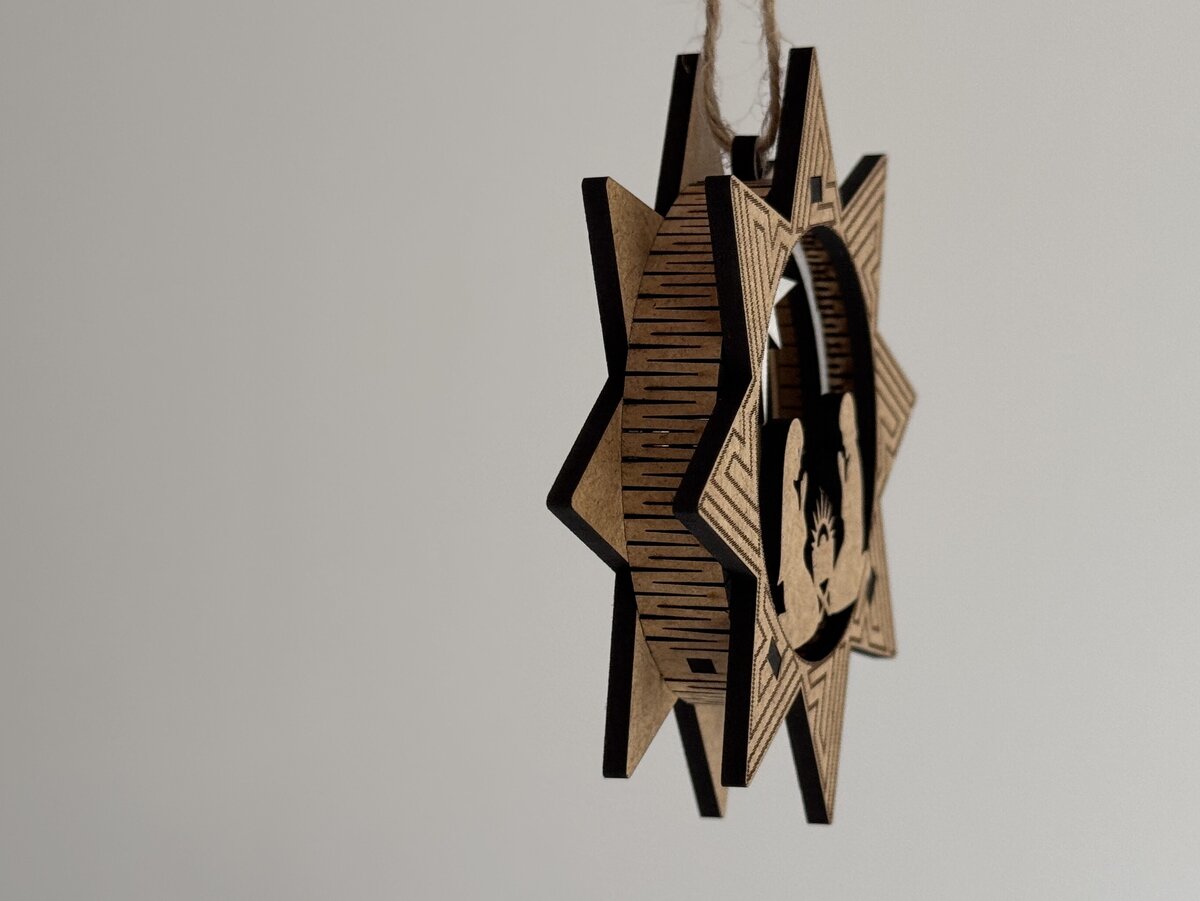 Intra απο ξύλο plywood 3mm-4mm πάχος Χριστουγεννιάτικα στολίδια με αστέρια 3 στρώσεων Δίασταση 3x3 cm INTRAFABR-110084091 - Image 8