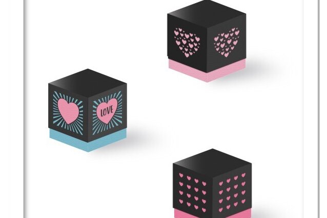 Intra απο ξύλο plywood 3mm-4mm πάχος 3 Κουτιά Love Hearts με κομμένα καπάκια Δίασταση 15x15 cm INTRAFABR-116477595
