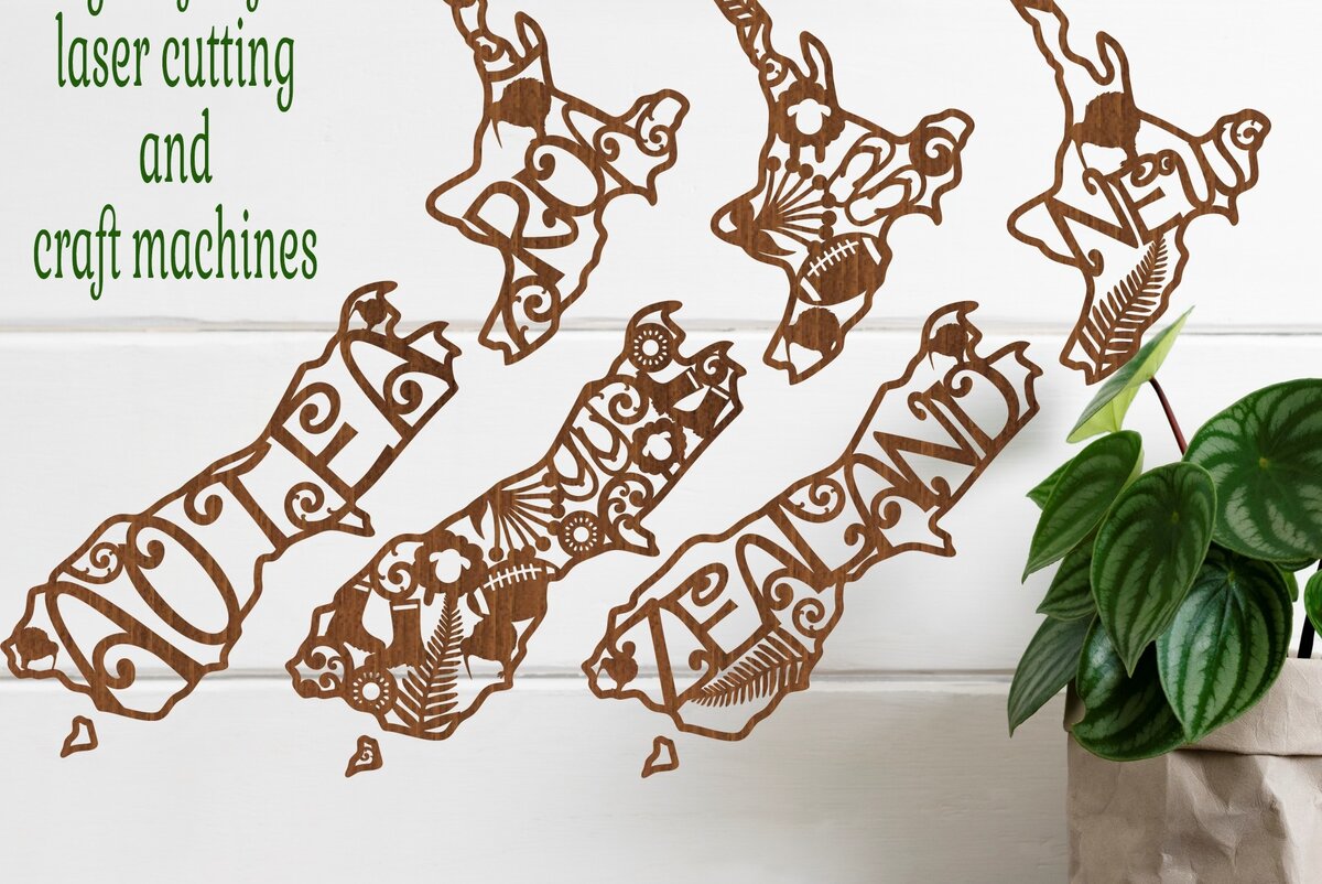 Intra απο ξύλο plywood 3mm-4mm πάχος 3 περικοπής λέιζερ New Zealand Outline Δίασταση 30x30 cm INTRAFABR-76417718 - Image 1