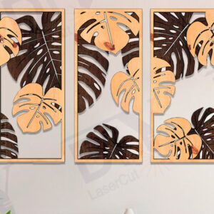 Intra απο ξύλο plywood 3mm-4mm πάχος 3 Πάνελ Τροπικά Φύλλα Διακόσμηση Τοίχων Δίασταση 15x15 cm INTRAFABR-113649934