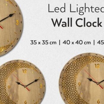 Intra απο ξύλο plywood 3mm-4mm πάχος Ρολόι τοίχου 3 μεγεθών , Led Lighted Δίασταση 30x20 cm INTRAFABR-39111459 - Image 1