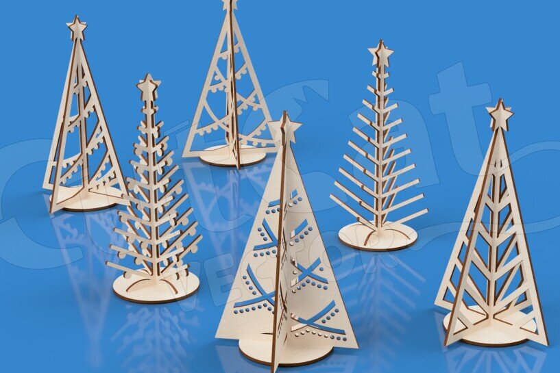 Intra απο ξύλο plywood 3mm-4mm πάχος 36 Επιτραπέζια δέντρα. Χριστουγεννιάτικη διακόσμηση σπιτιού Δίασταση 15x15 cm INTRAFABR-119110245