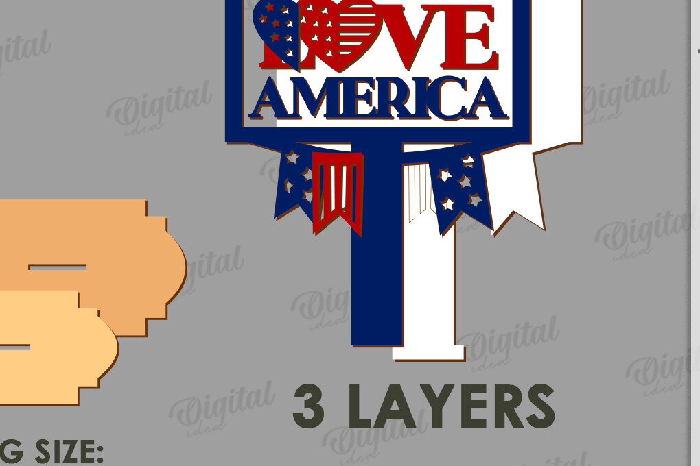 Intra απο ξύλο plywood 3mm-4mm πάχος Τρισδιάστατη 4ης Ιουλίου Δίασταση 30x20 cm INTRAFABR-121119907 - Image 2